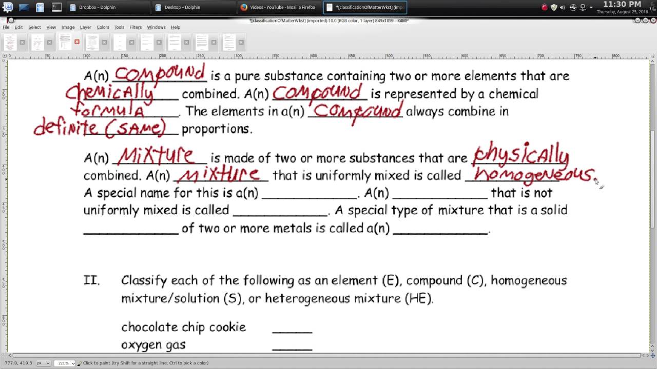 Classification Of Matter Worksheet â Episode 202 â Page 2
